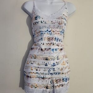 Laundry by Shelli Segal Lace Trimmed two-piece pajama set, Size L Color: White